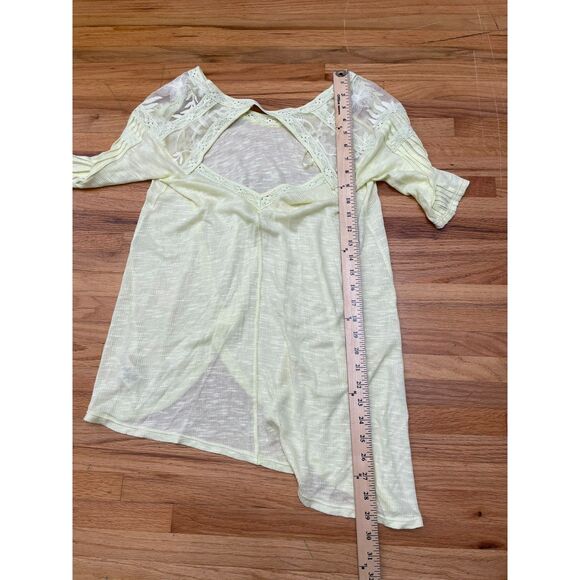 Free People Women's S Green Blouse Top Rayon Tunic Semi-Sheer Asymmetrical Hem - Picture 6 of 9